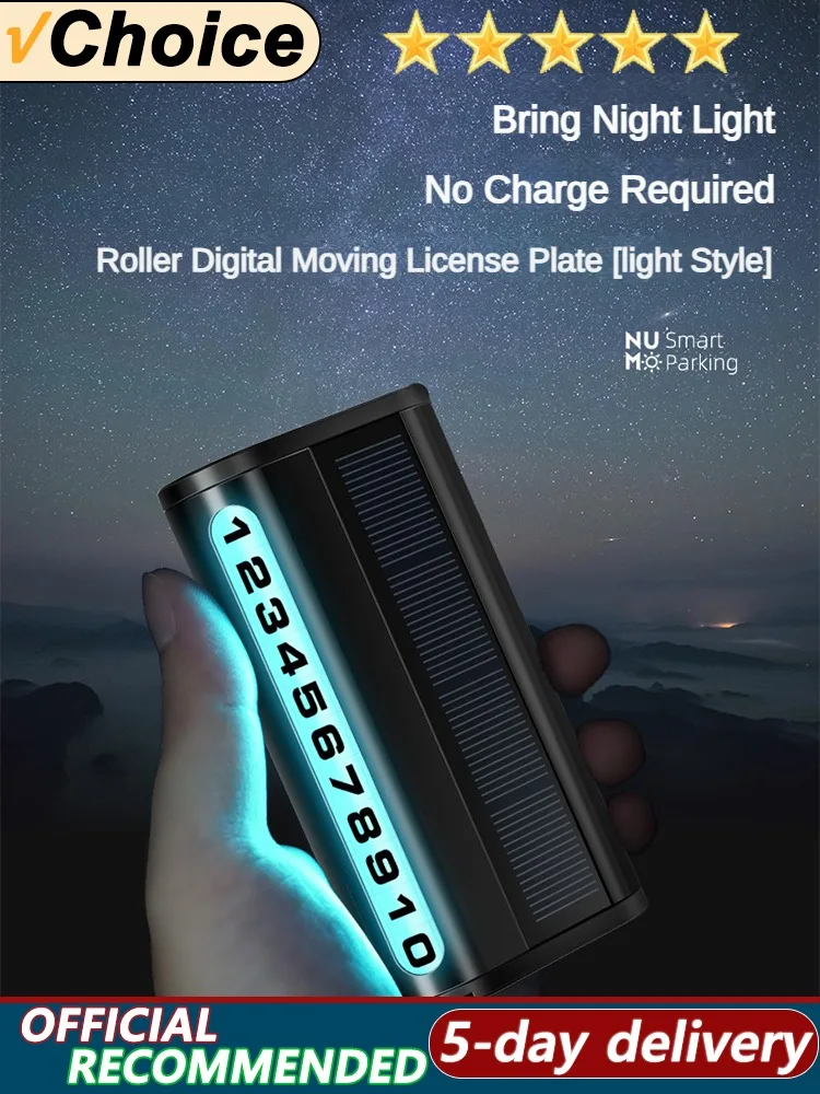 Solar Lade Auto Parkplatz Nummernschild Leuchtende Auto Parkplatz Karte Temporäre Stopp Telefonnummer Karte für Auto Dekoration Zubehör – Detail 1