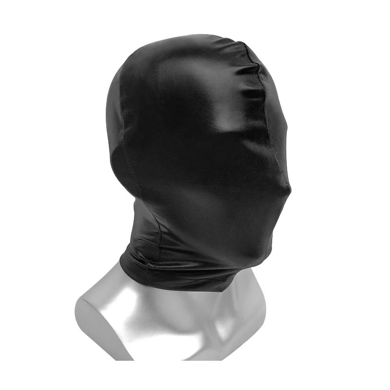 Unisex Men Women Mask Hood Adult Glossy Breathing Hole Headgear Mask Full Face Hood for Sexy Couple Game Nightclub Cosplay