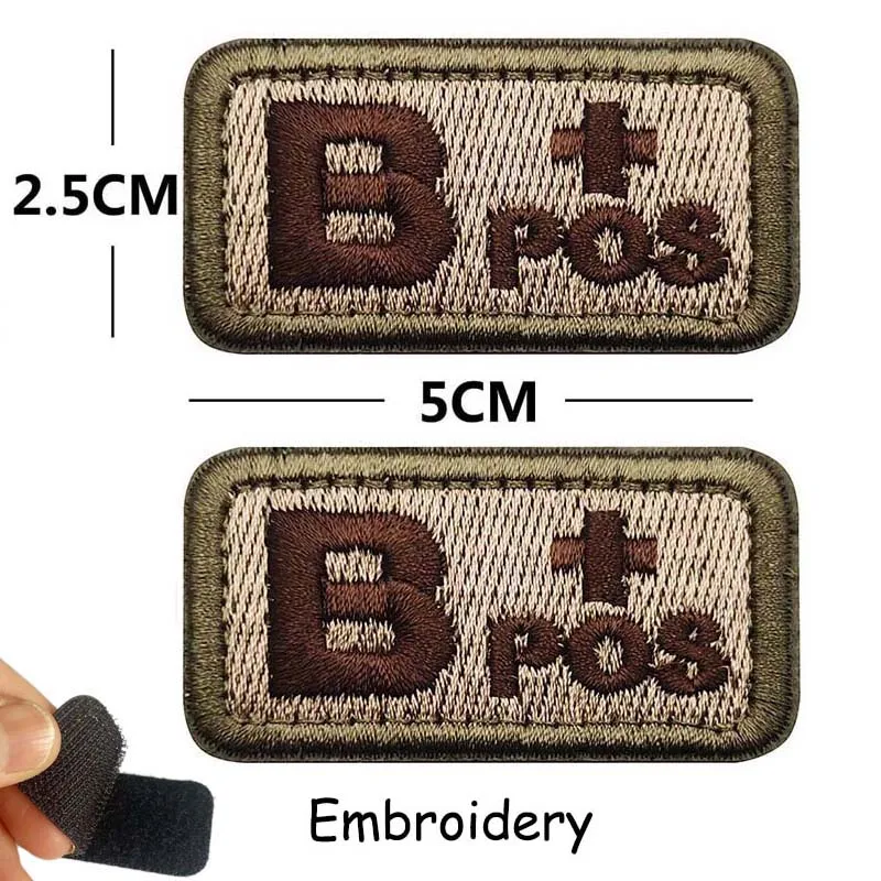 1/2 Stück, A B AB O POS-NEG Blutgruppen-Abzeichen, Stoffapplikation, Stickerei, Klettverschluss-Patches, militärischer taktischer Patch für Rucksäcke