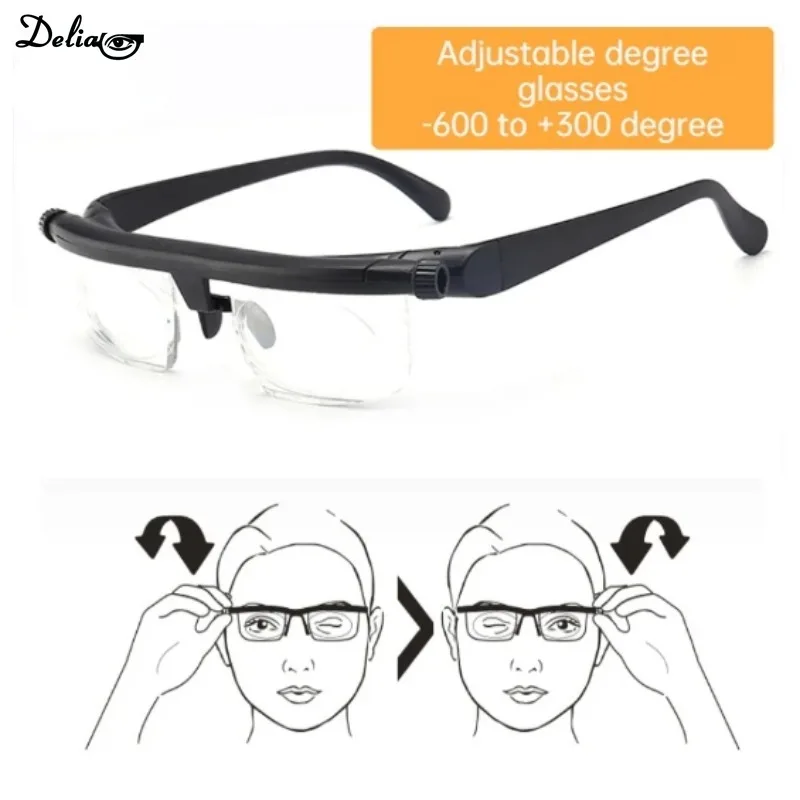 Double Vision Adjustable Degree Reading Glasses Universal Focal Length Correction Myopia Presbyopia Eyeglasses -6dTo +3d Glasses