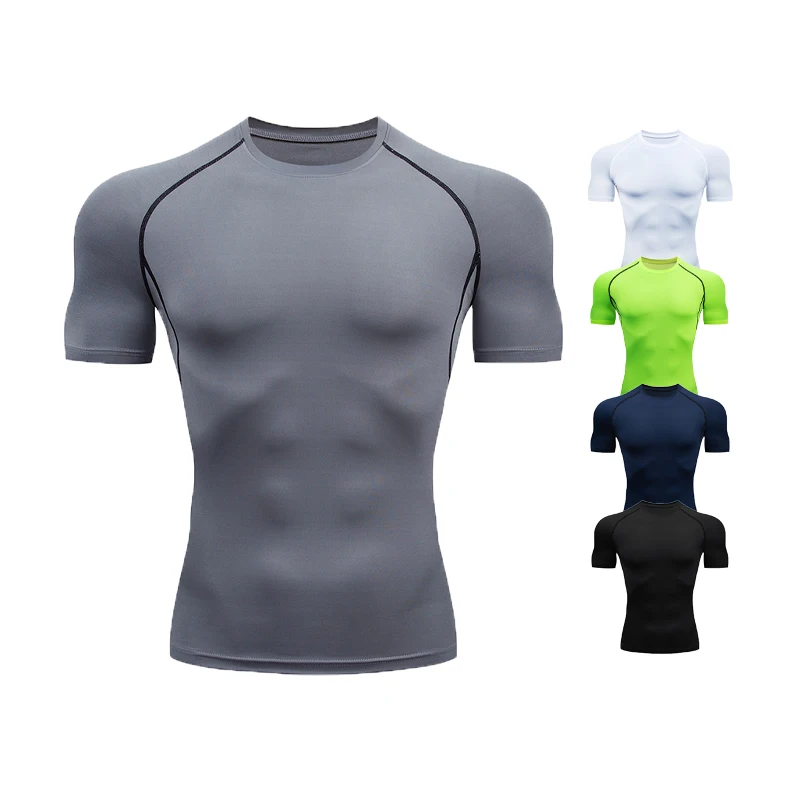 Männer enge trockene T-Shirt Muskel Feuchtigkeit feuchtigkeit transportierende Fitness-T-Shirts Fitness-Sport bekleidung lässig Urlaub Kurzarm Kleidung Kleidung
