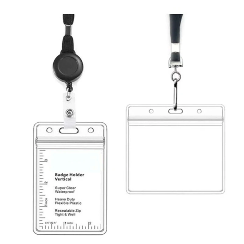 Funda protectora transparente impermeable para tarjetas de crédito, funda protectora de plástico con Clip para tarjetas de identificación, 5 piezas