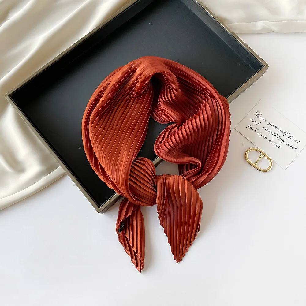 المهنية التجعيد وشاح خفيفة الوزن مربع التفاف بلون وشاح للرقبة المرأة مكتب منديل ربيع الخريف الأساسية