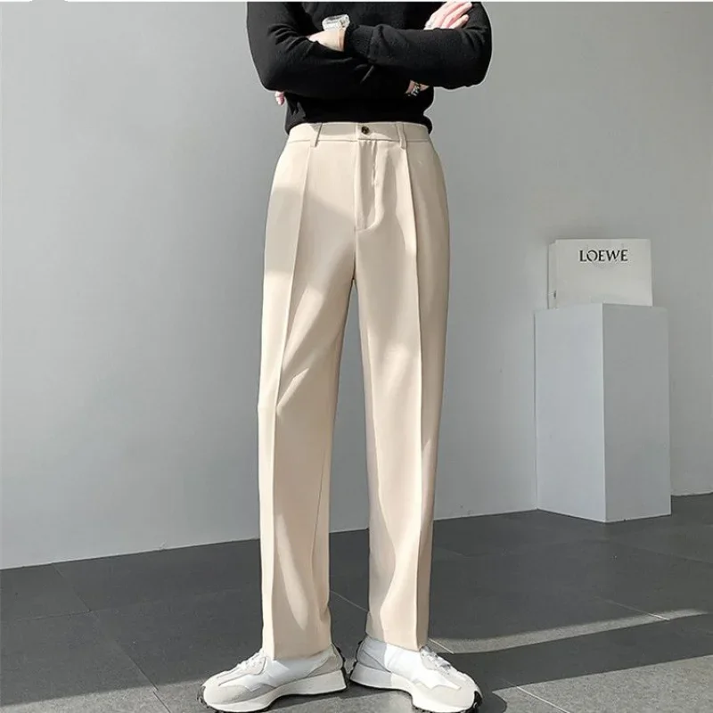 

New Spring and Autumn Fashion Trend Business Casual Straight Sleeve Loose Versatile Solid Color Clean and Clean Men's Suit WT96