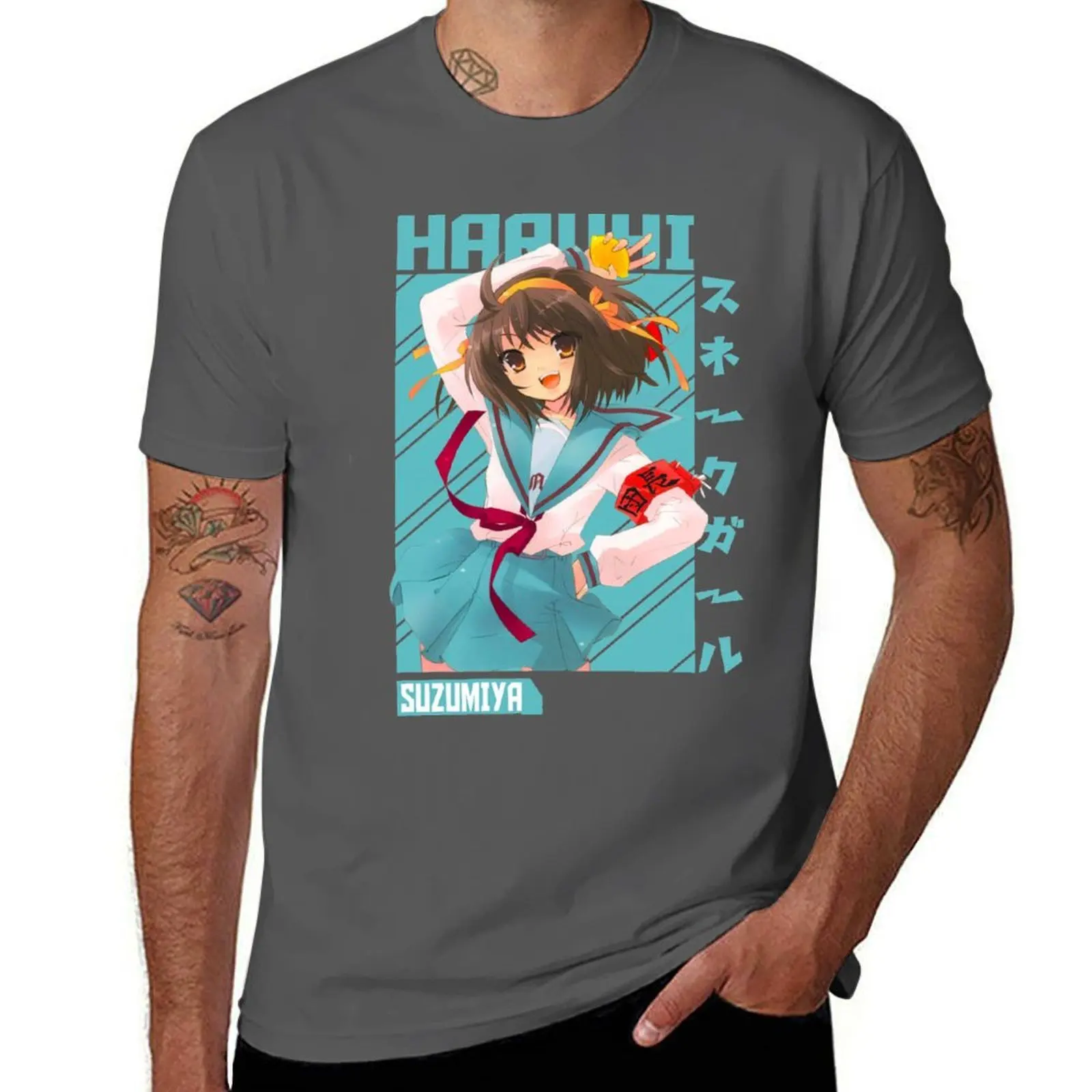 

Haruhi Suzumiya anime manga mask tshirt T-Shirt Classic Print Short Sleeve Shirt