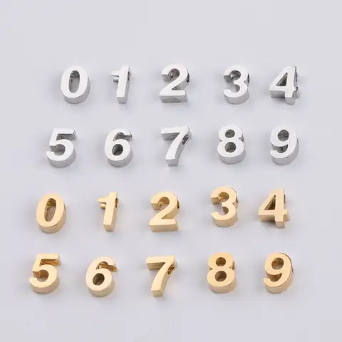 10pcs/lot Stainless Steel Arabic Numerals Bead Charm Mirror Polished Number 0~9 Pendant for DIY Jewelry Making Wholesale
