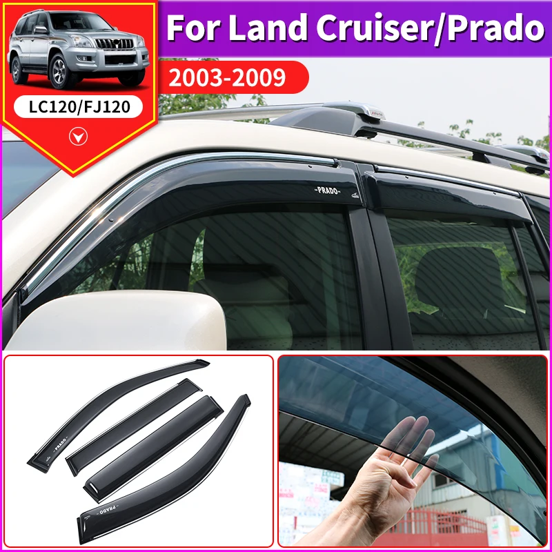 

Windows Vent Visor Flow Deflector For 2003-2009 Toyota Land Cruiser Prado 120 LC120 FJ120 Exterior Accessories body kit Tuning