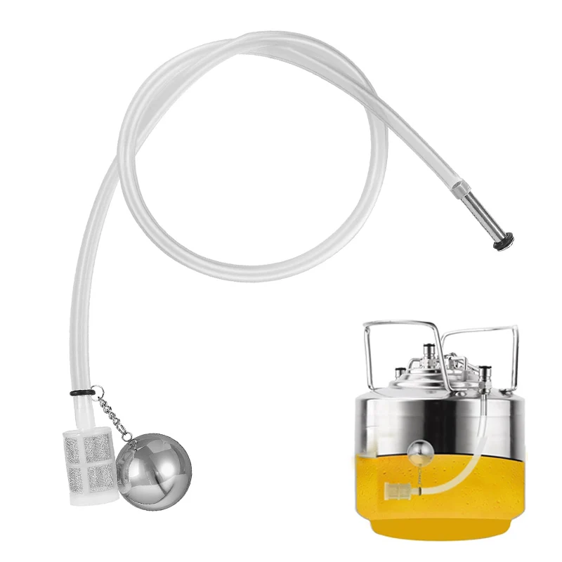Liquid Floating Dip Tube Filter,Stainless Steel Float Ball Beer Transfer,Brew Barrel Beer Extraction Kit with 80CM Silicone Tube