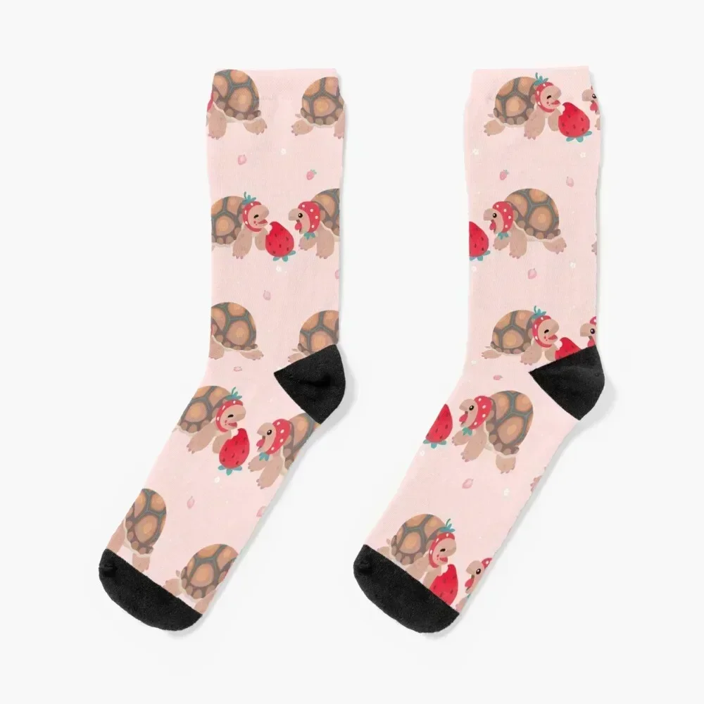 Tortoises love strawberries Socks Stockings man Rugby Children's anime Socks Men's Women's