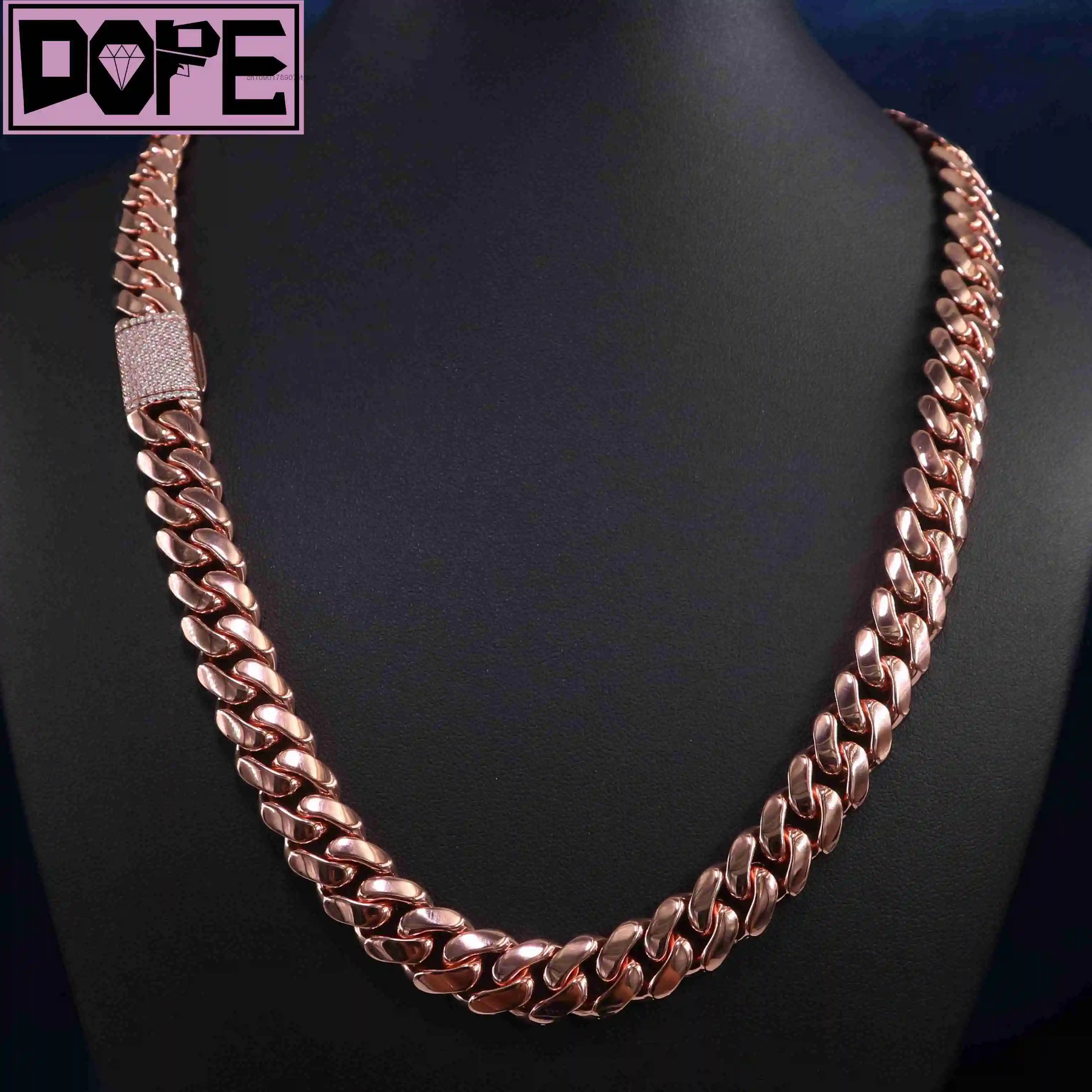 Hop Hip Chain 925 Sterling Silver Miami Cuban Link Chain 20mm Custom Iced Out Lock Cuban Link Chain