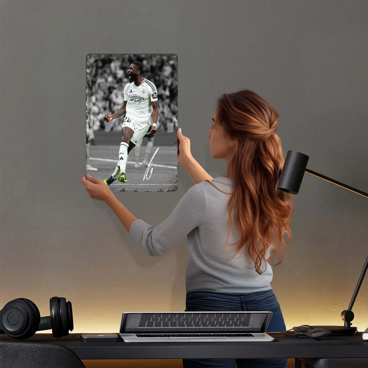 Antonio Rudiger Metal Poster Soccer Sports Custom Signs Gamer Room Decoration Home Metal Tin Sign for Wall Art Decoration Retro