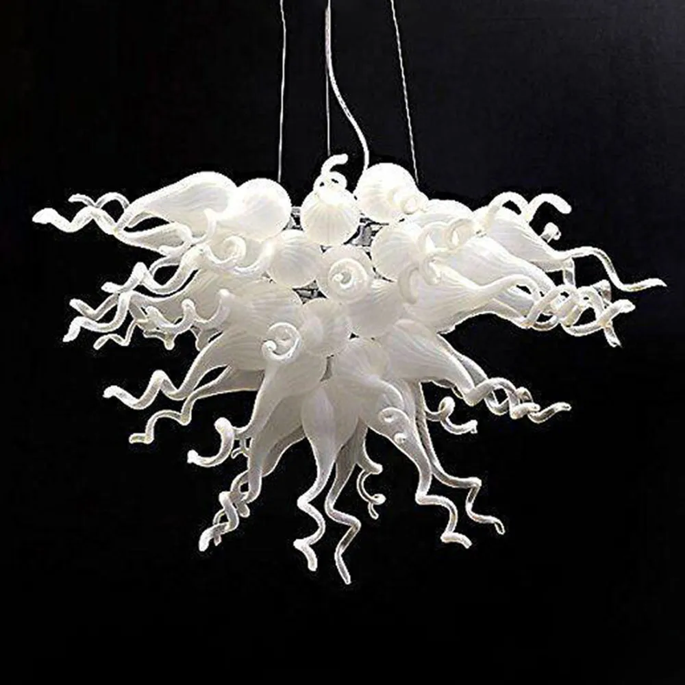 Frosted White Chandeliers Lovely Wedding Decor Hand Blown Glass LED Pendant Lamps