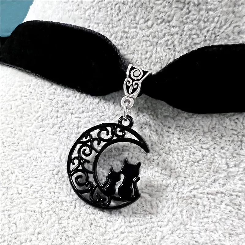 Crescent Cat Collars For Women Black Witch Gauze Chain Gothic Mystery Womens Choker Diablo Religious Jewelry Accessories 2022