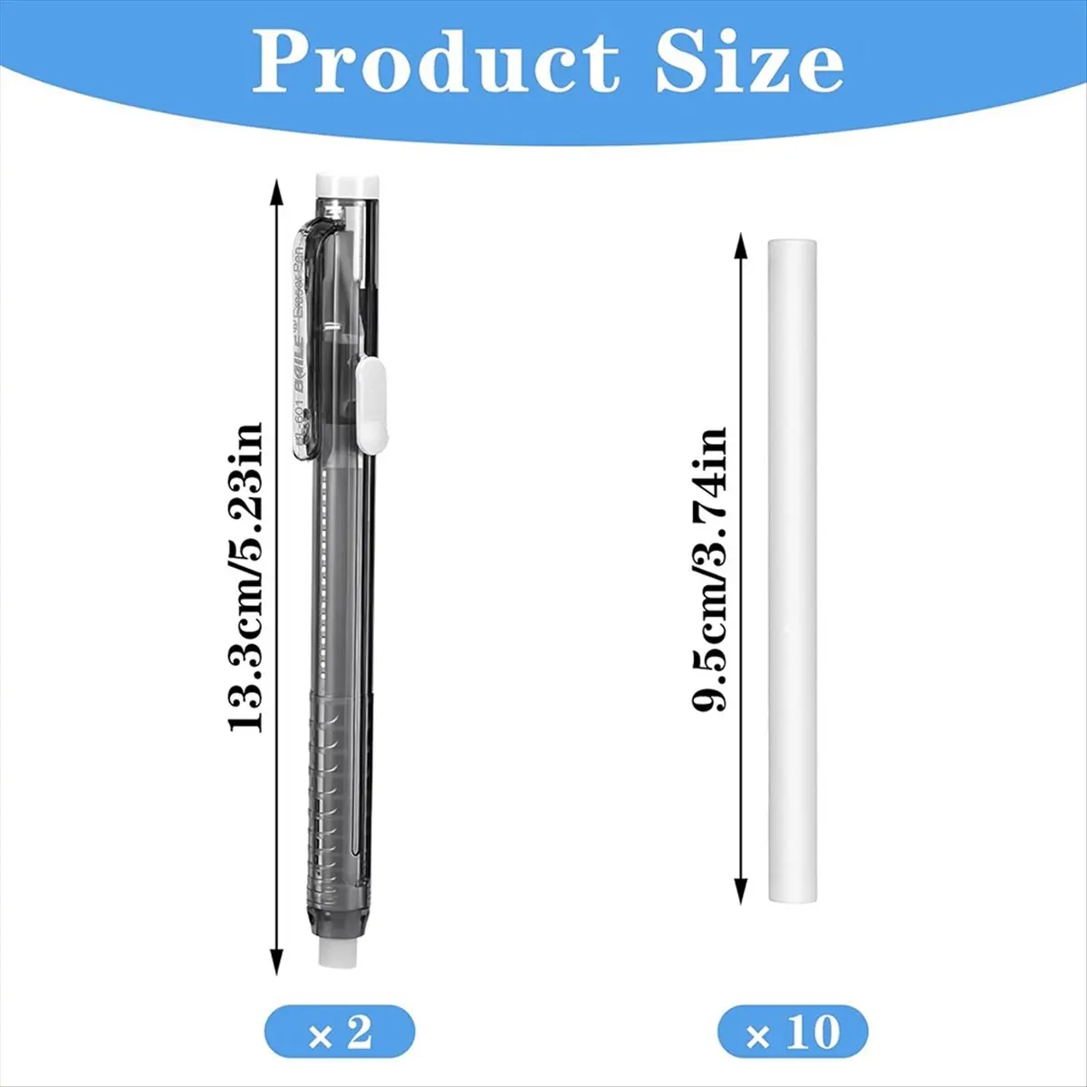 AT16 12 Pcs Retractable Mechanical Eraser Pen Pen-Style Erasers Precise Erasing Pens White Pencil Eraser Refill
