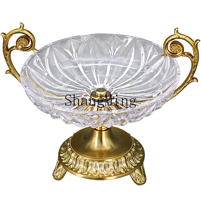 

CL fruit plate household living room coffee table crystal glass candy plate light luxury decoration creative snack plate