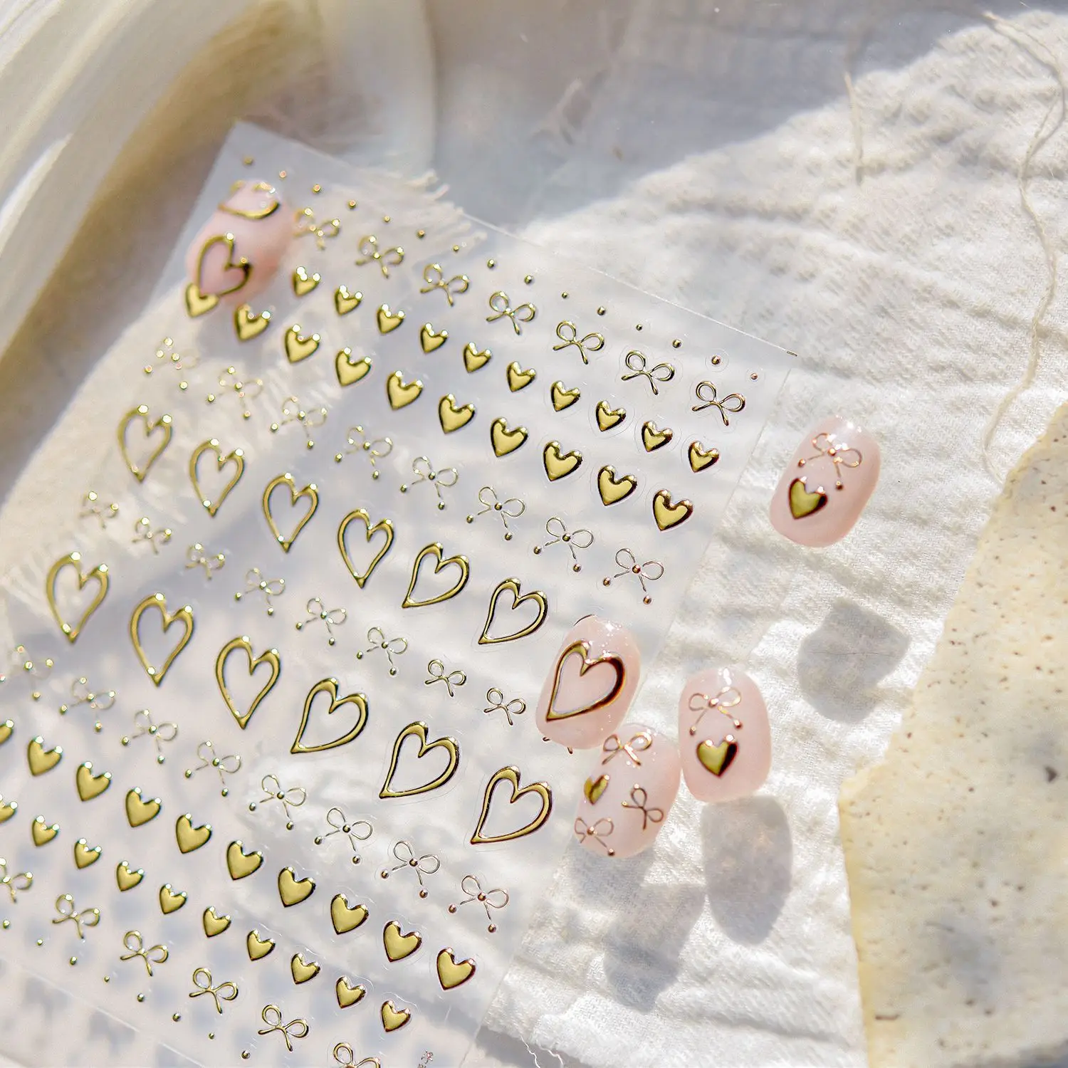 5D Gold Silver Metallic Nail Stickers Irregular Circle Drips Ribbon Love Nail Design Stickers 3D Self Adhesive Nails Decals DIY view 5