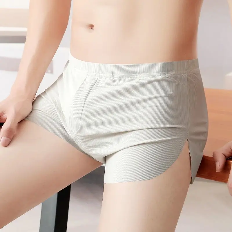 Ice Silk Thin Men Arrow Pants Homewear Casual Solid Color Sleepwear Boxer Shorts Quick Drying Breathable Loose Underwear Panties image 3