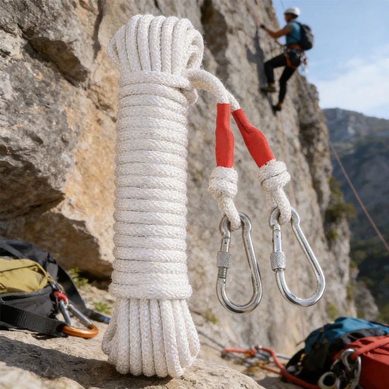 Outdoor Emergency Escape Rope Climbing Rope with Buckle Rescue Safety Rope Fishing Rope White Clothesline Bungee Cord with Hooks