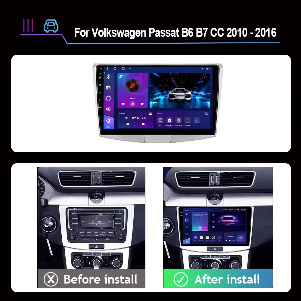 For Volkswagen Magotan CC 2010 - 2014 PASSAT B7 B6 2010 - 2015 Car Multimedia Player Navigation GPS Android Radio Video Player