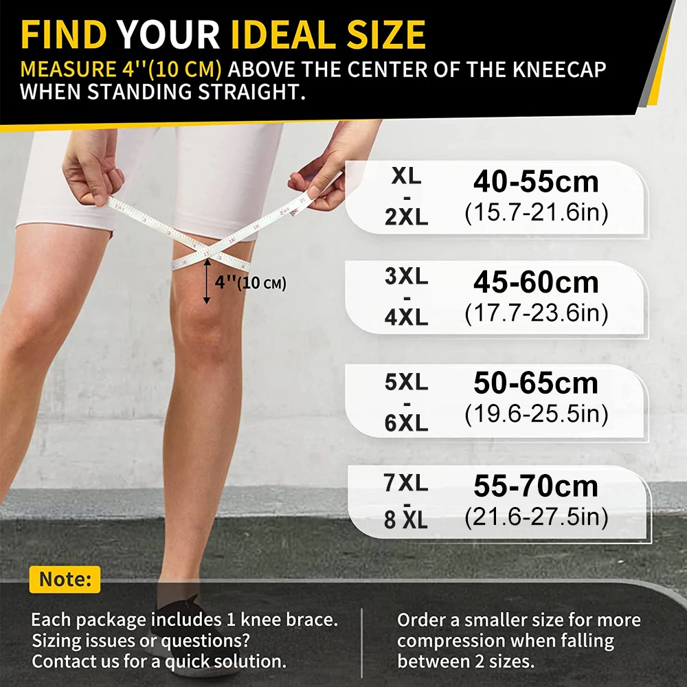 플러스 사이즈 무릎 보호대 8XL 조절 가능한 압박 밴드 관절염 및 반월상 연골 파열 지원 남녀 공용 안정적인 지지대 썸네일 2