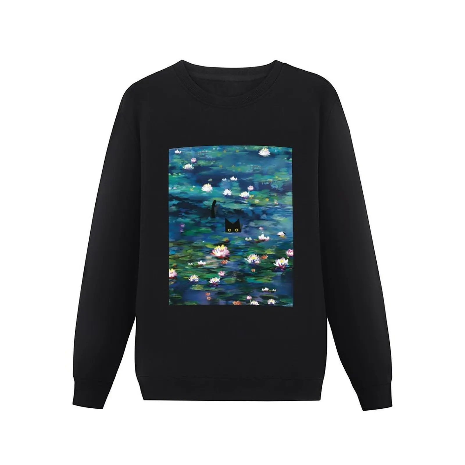 Claude Monet Water Lilies Monet Waterlily Cat Prints Pullover Hoodie blouse new in hoodies & sweat-shirt