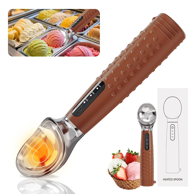 

Rechargeable electric ice cream scoop, waterproof, 3 speed settings, heating function, easy to use