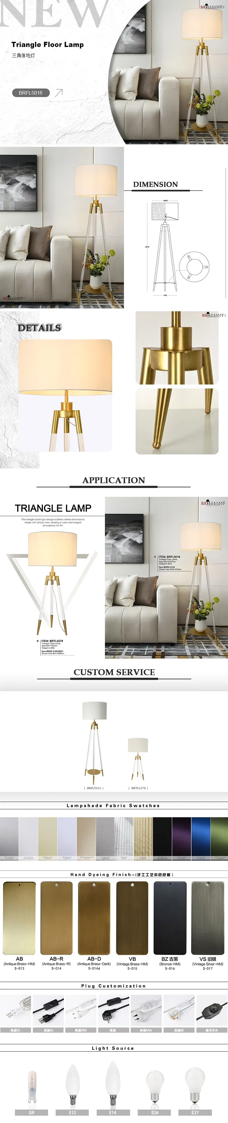 New Design Tripod Metal Base Hotel Living Room Bedroom Corner Lighting Acrylic Led Floor Lamp