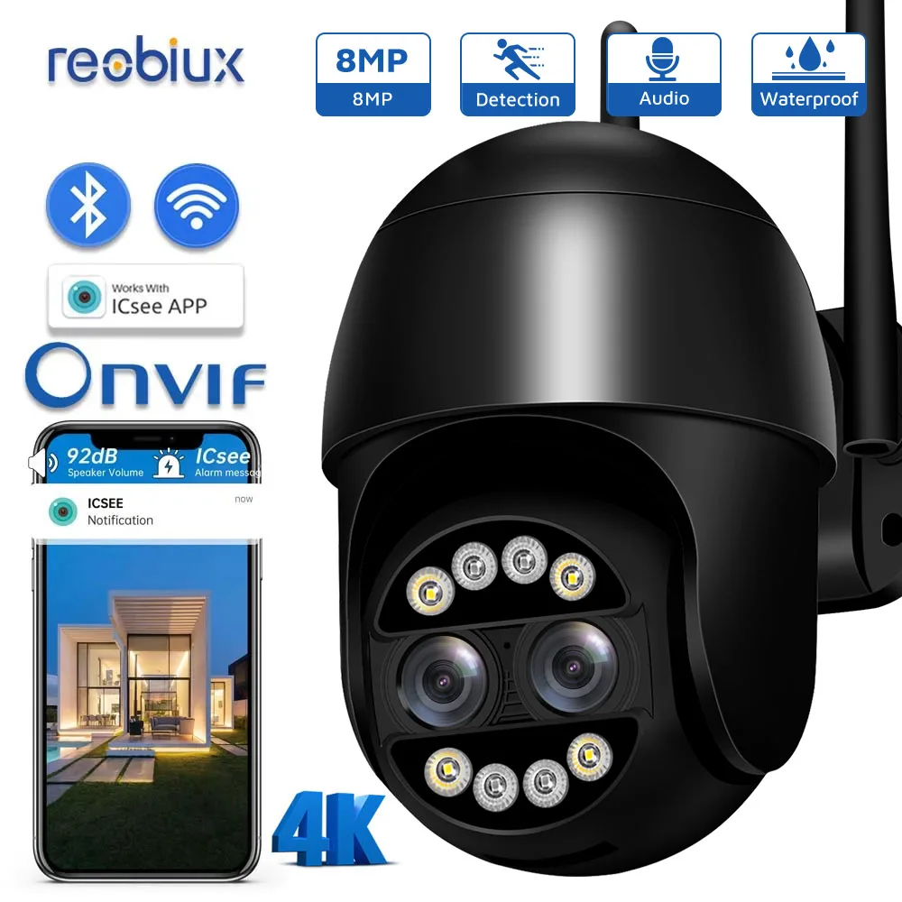 

8MP PTZ WiFi Camera Dual Lens Night Vision Human Detection 8X Digital Zoom CCTV Video Surveillance Camera 4MP Security IP Camera