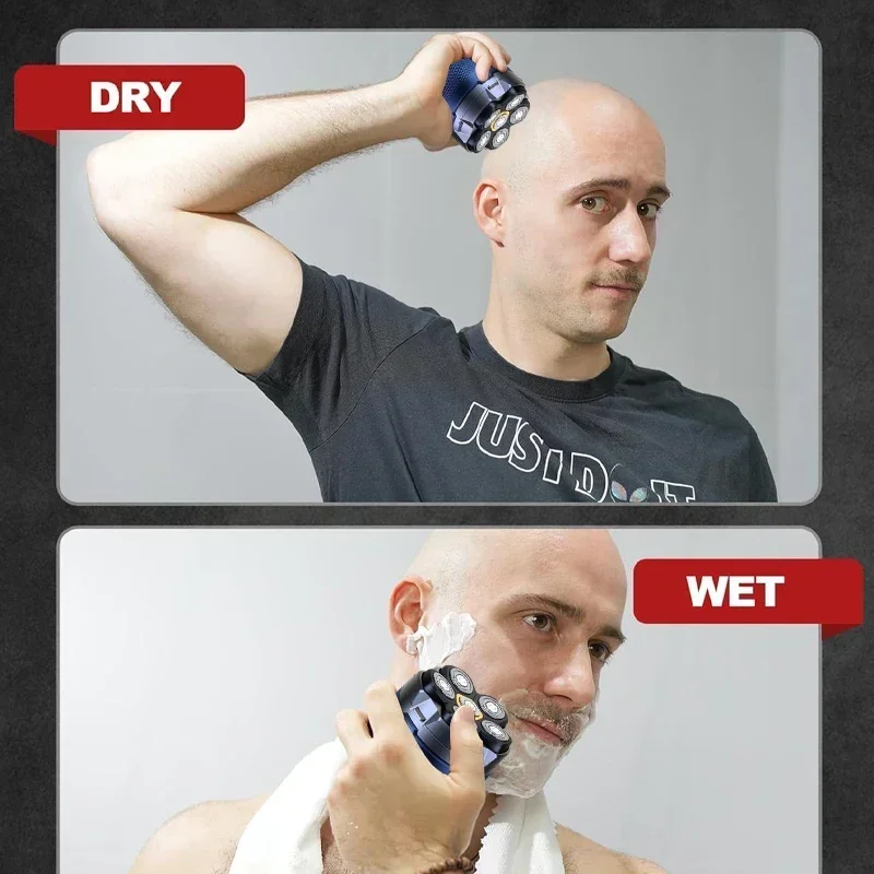 Tinsol New Bald Men's Titanium Electric Hair Clipper Razor 6D Magnetic Hair Trimmer Rechargeable Waterproof Facial Repairer