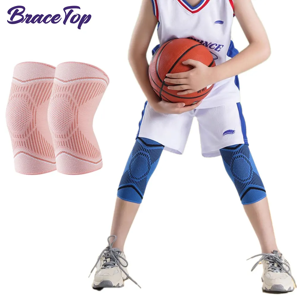 1 Pair Kids Knee Brace Sleeve, Youth Knee Compression Sleeve Children Knee Support Boys & Girls for Basketball Volleyball Sports