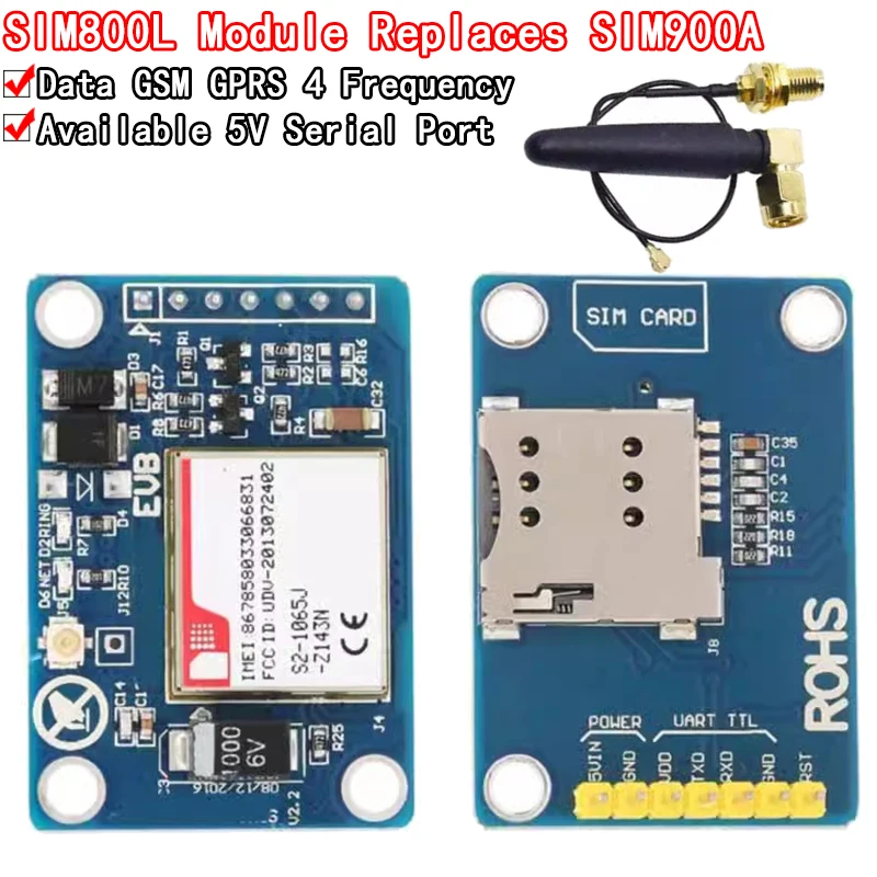 1set SIM800L V2.0 5V Wireless GSM GPRS MODULE Quad-Band W/ Antenna Cable Cap