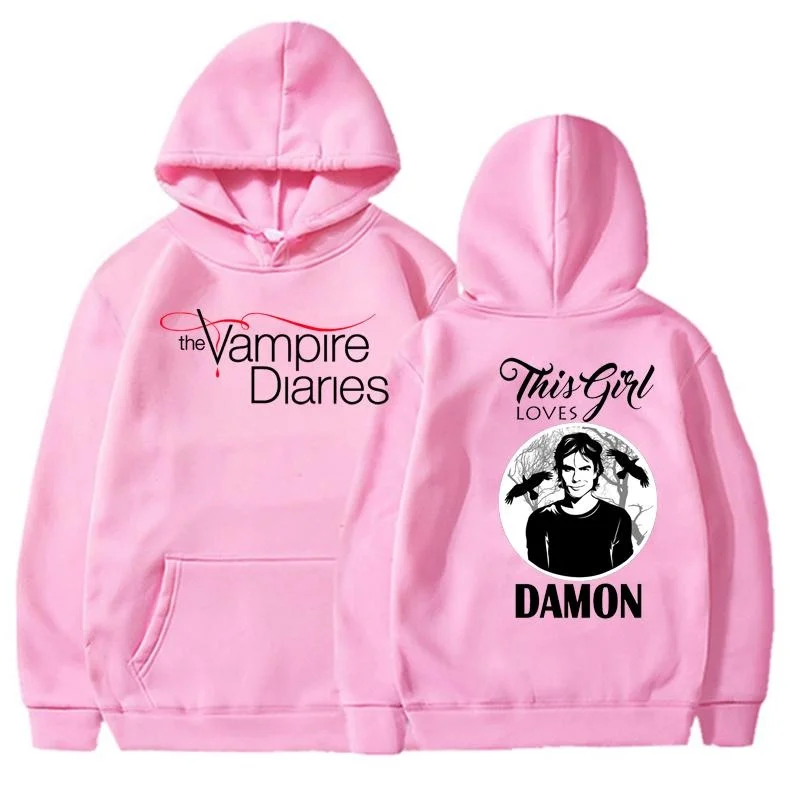 The Vampire Diaries Hoodies Women Fashion Personality Hooded Sweatshirt Casual Outdoor Loose Long Sleeve Pullover Korean Couple