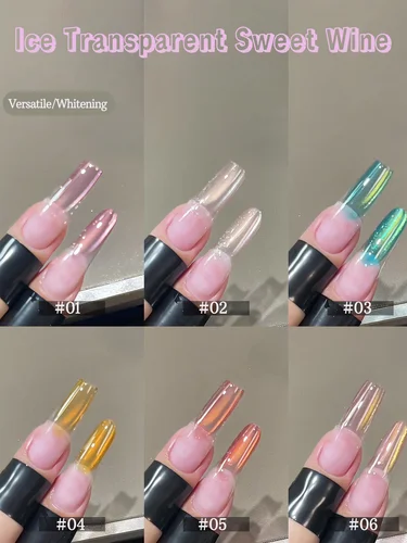 Imagen 2 del producto 1-12 Piezas de Cuentas de Vidrio Transparentes para Uñas, Esmalte de Uñas en Gel con Efecto Ojo de Gato, Color Rosa, Brillante y Popular, Suministros para Uñas
