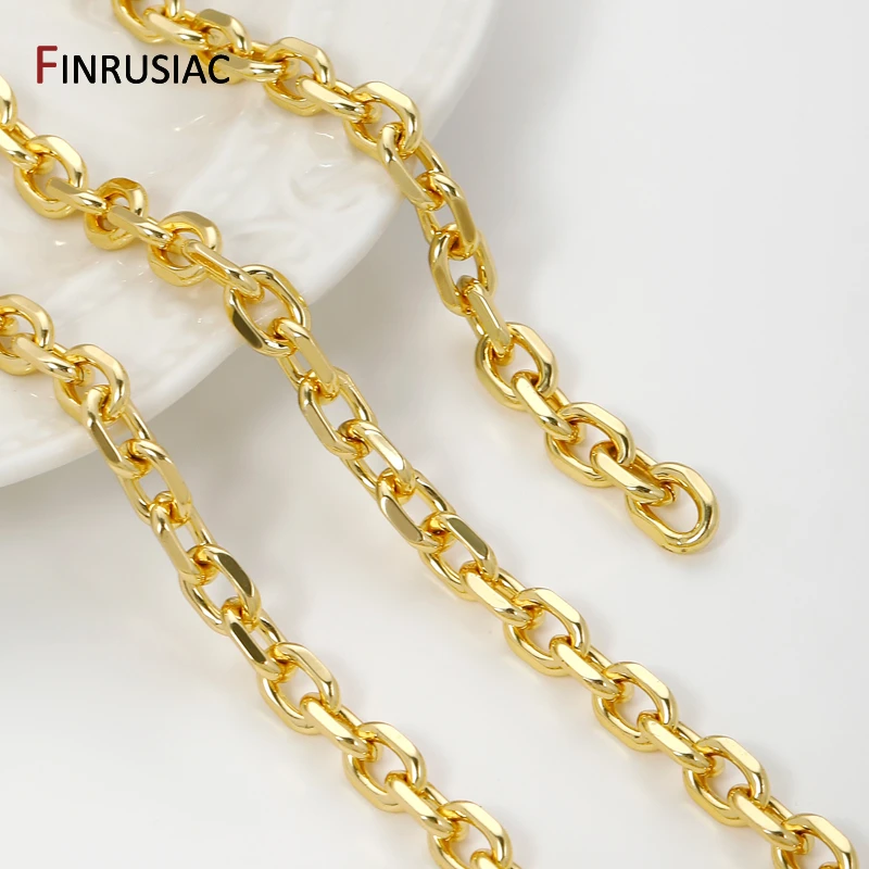 18K Gold Plated Brass Thick Heavy Oval Chains For Necklace Bracelet Accessories,6.6*9mm Chain for DIY Jewelry Making Findings