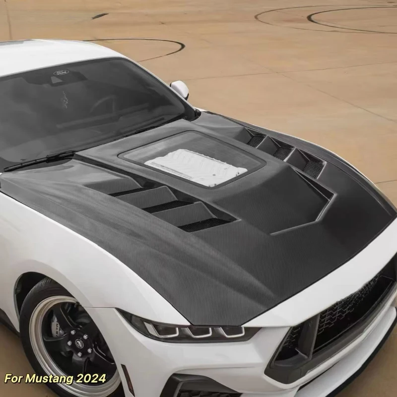 Transparent Glass Window Design Real Carbon Fiber Hood Lightweight Aerodynamic Engine Bonnet Modified Parts Fit 2024