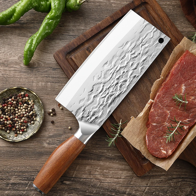 

TJ POP Handmade Forged 8 Inch Cleaver Knife 4Cr13 Stainless Steel Pakkawood Handle Sharp Slicing Chopping Chef Kitchen Knives