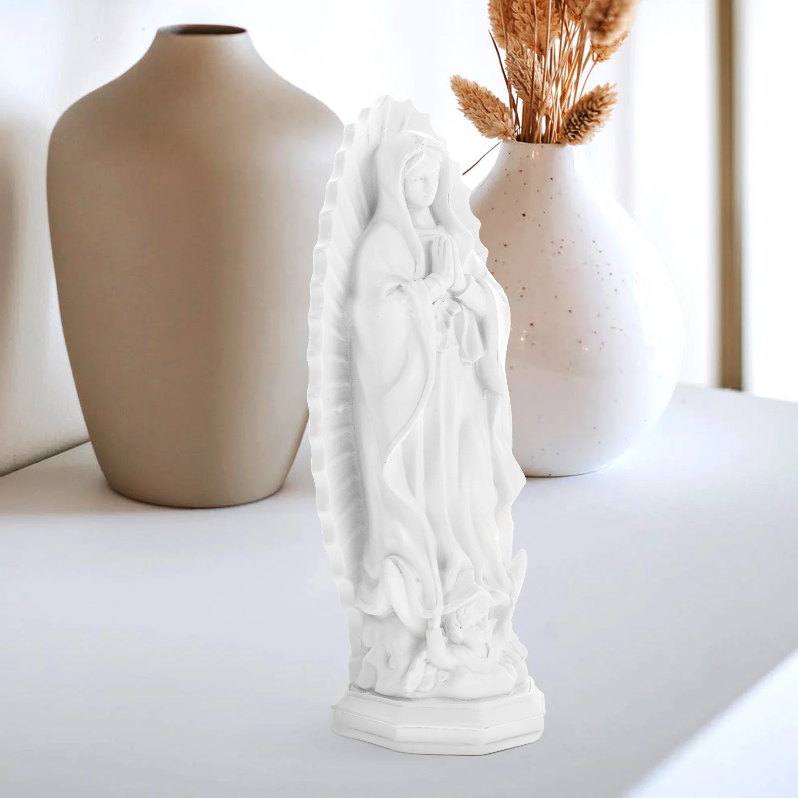 تمثال مريم الراتنج الديني حجم صغير تصميم أنيق الكاثوليكية المنزل مكتب الكنيسة سطح المكتب الزينة تمثال مريم #1