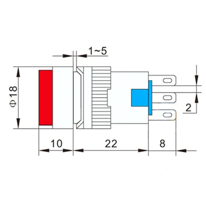 16mm DC 6V 12V 24V 220V LED Push Button Switch Blue Green Red Yellow White lamp Momentary push button auto reset