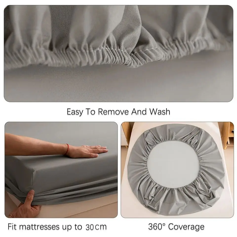 100% Waterproof Mattress Covers Protector Adjustable Soft Breathable Bed Fitted Sheet with Elastic Band for Double Queen King