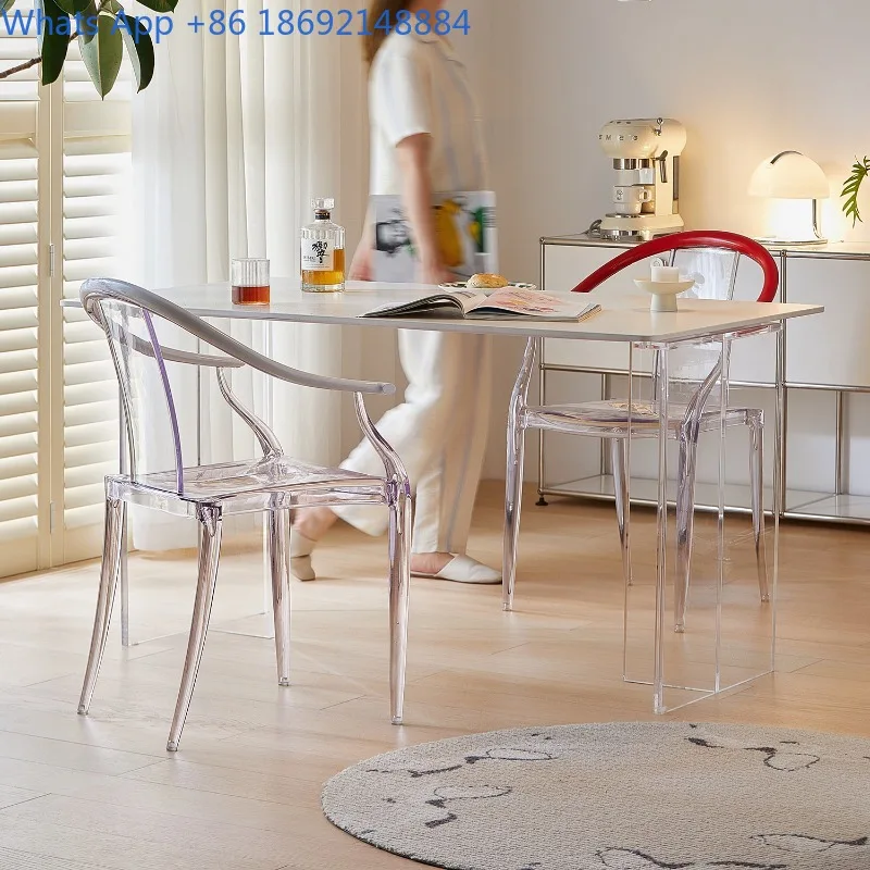 

Home New Chinese Style Dining Chair Transparent Taishi Chair Creative Dining Room Backrest Single Armchair