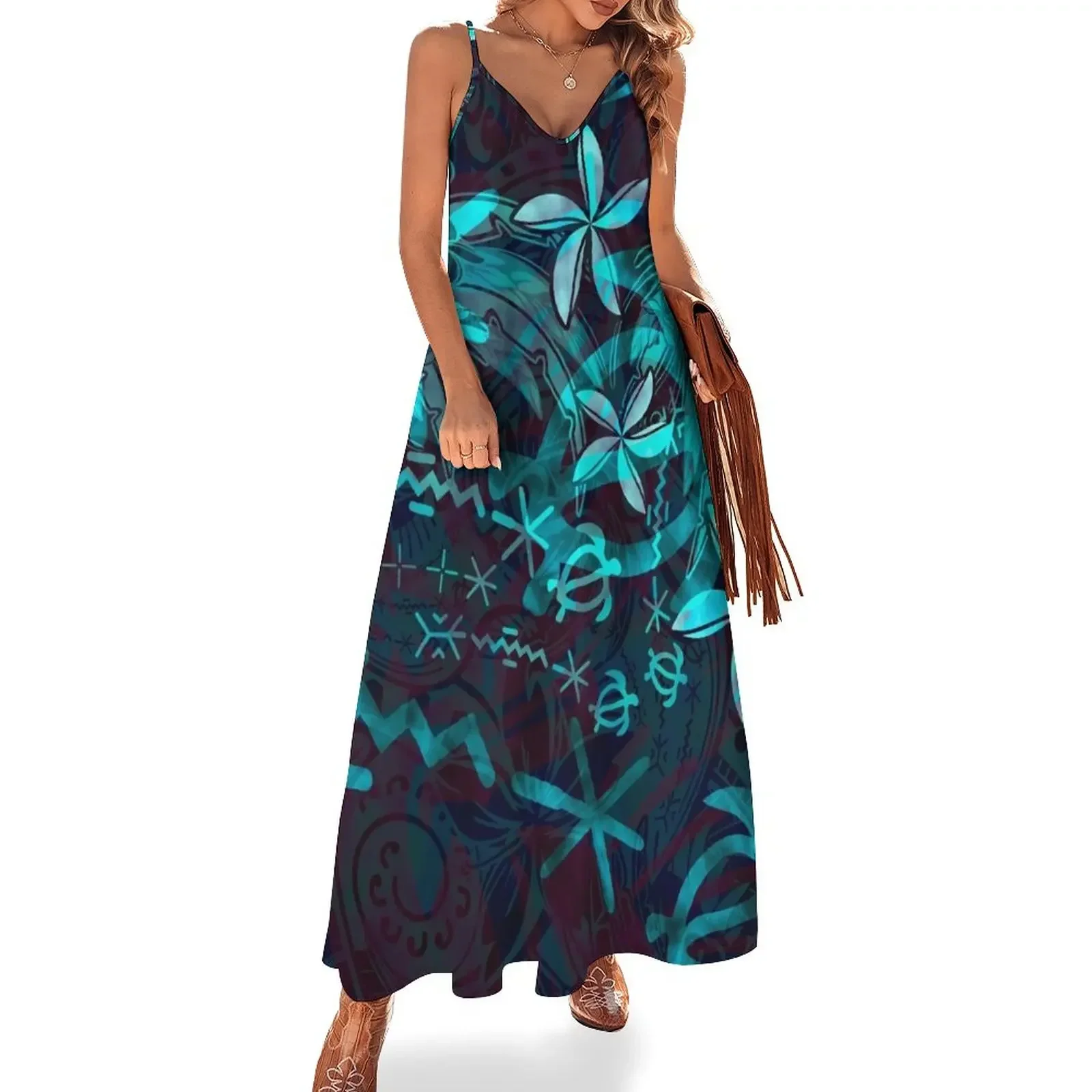 

Hawaiian - Polynesian Tropical Abstract Sleeveless Dress Bridesmaid dress woman Evening gown Dress