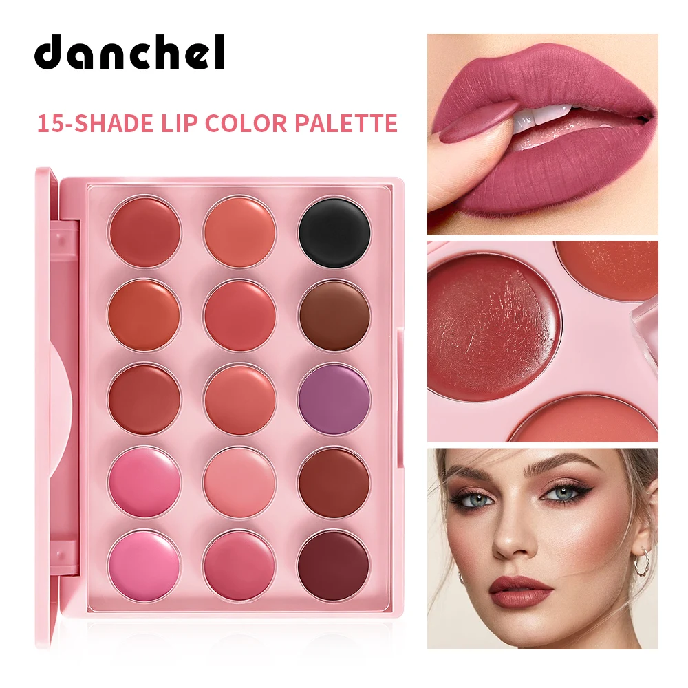 15 Colors Lipstick Palette Shimmer Lip Gloss Multi Use Lip Cheek Tint Waterproof Long Lasting Travel Friendly Women Gift Daily