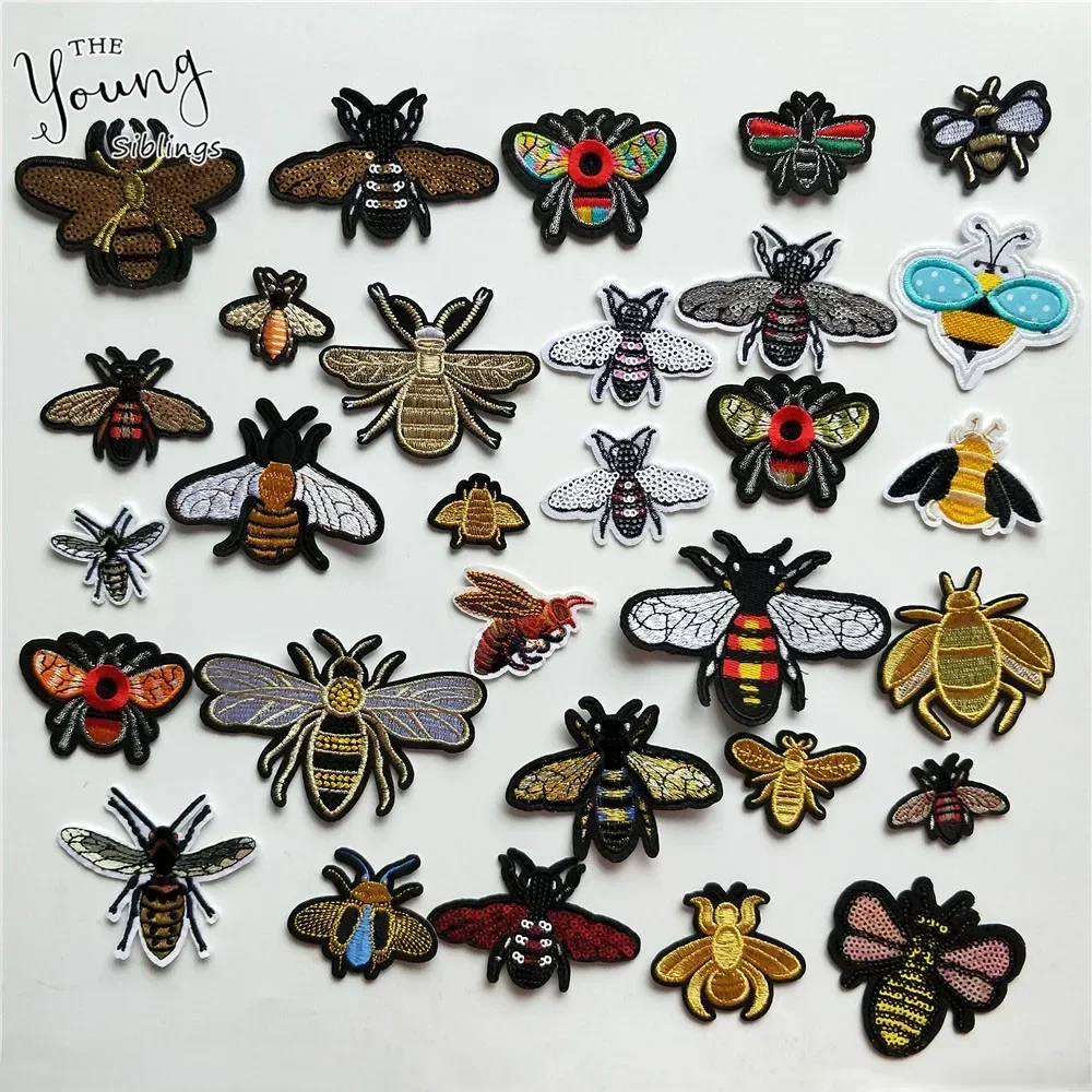 High quality Embroidery bee hornet Patches Iron On Or Sew Fabric Sticker For Clothes  Insect Badge Appliques DIY Accessories