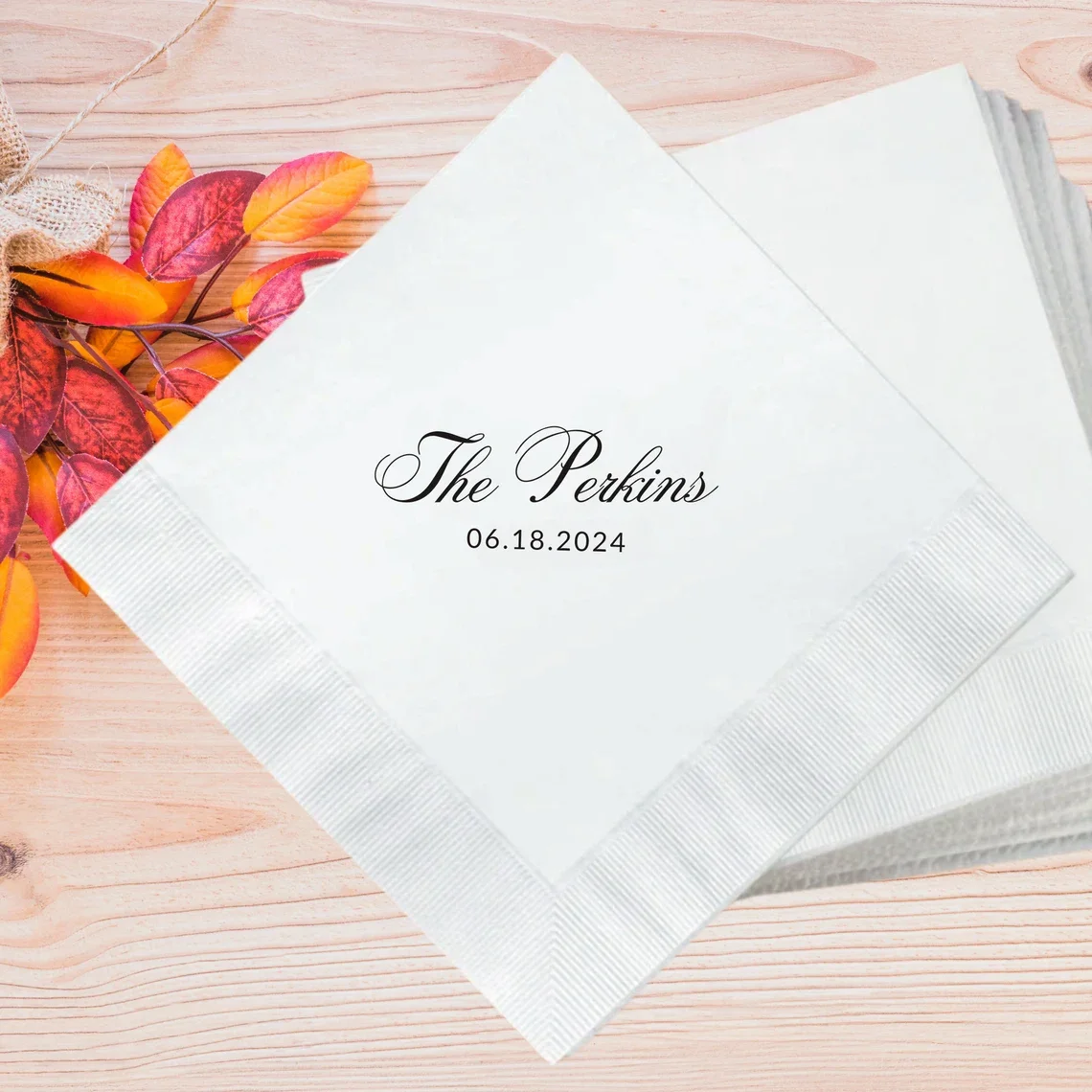 Serviettes de Table Personnalisées avec Logo Monogramme, en Papier, pour Cocktail, Mariage, Anniversaire, Bar, Déjeuner