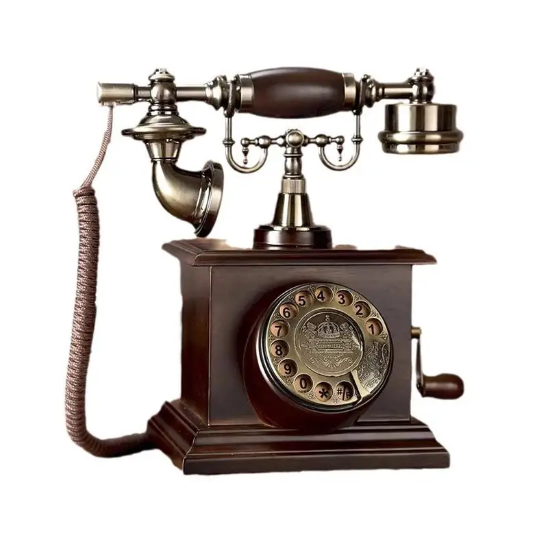 Solid wood retro turntable, telephone rotating creative wireless card phone mobile phone card old-fashioned home landline