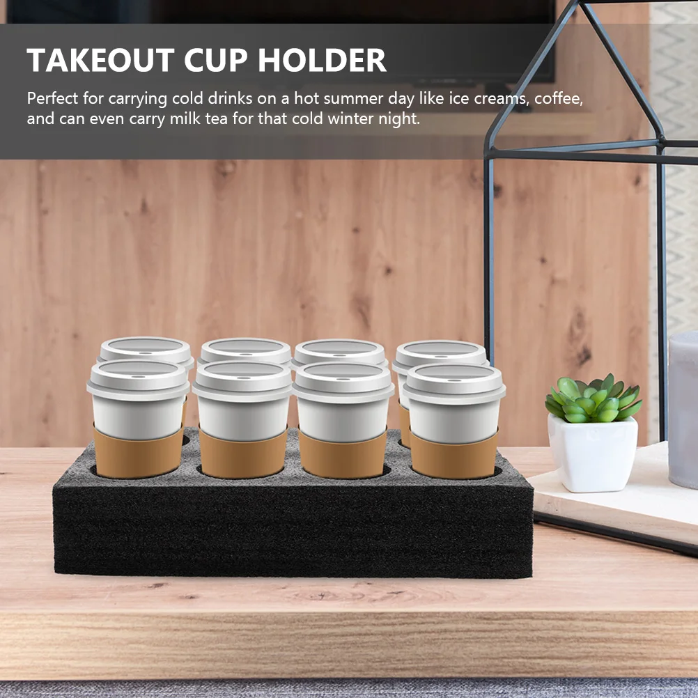 

3 Pcs Cup Tray for Milk Tea Drink Holder Beverages Carrier Takeout Pearl Cotton Food Delivery Safe Practical Cold Hot