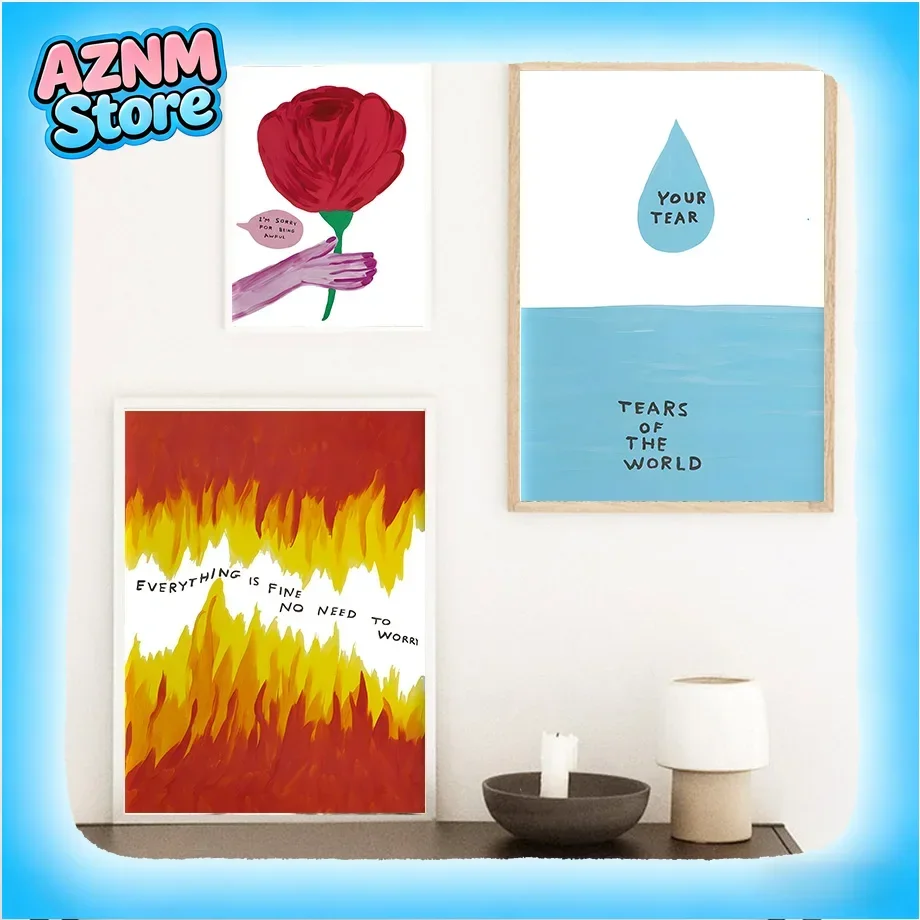 David Shrigley Bird Music Grape Flower Sunrise Wall Art Canvas Painting Nordic Poster Prints Wall Pictures For Living Room De