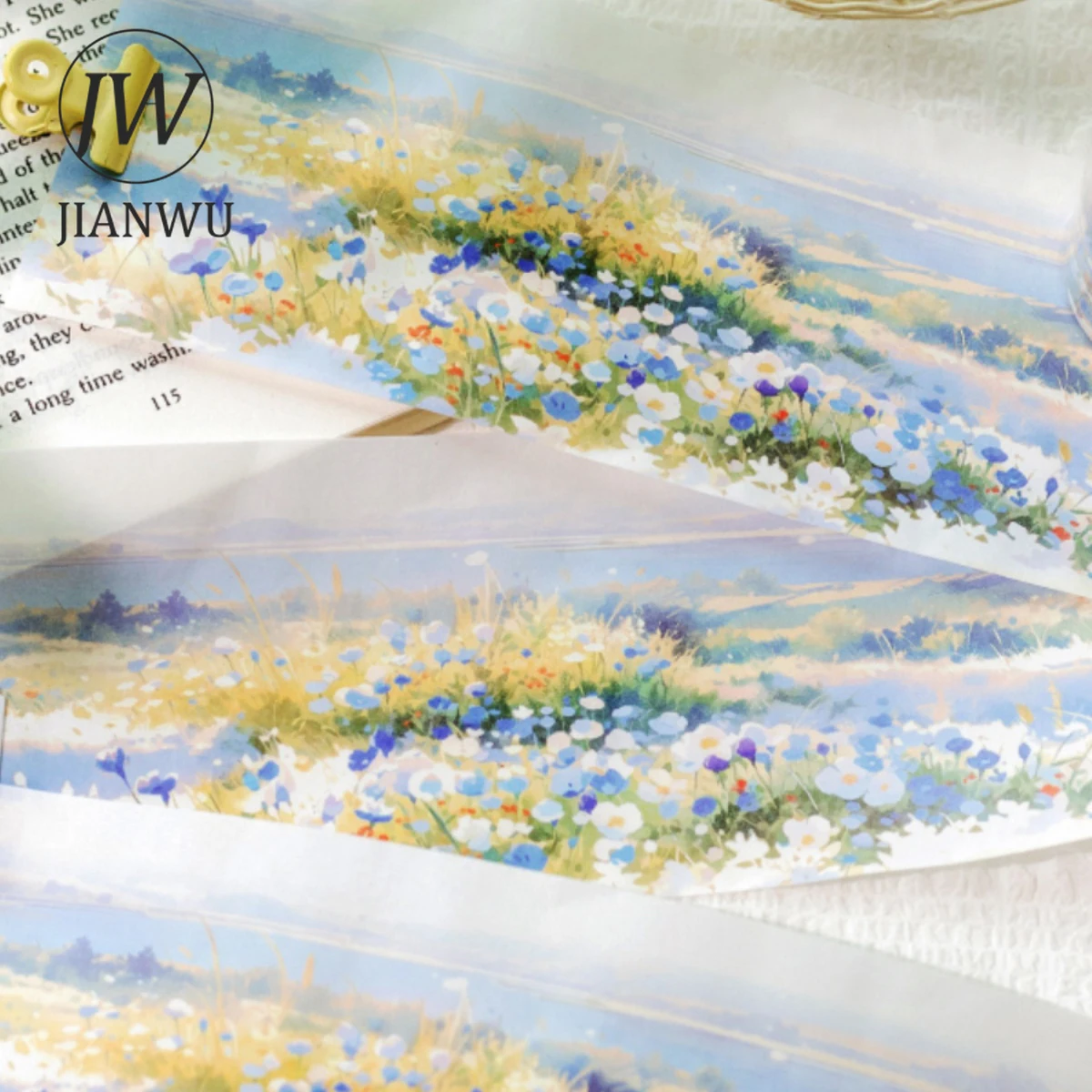 JIANWU 74mm*200cm Spring Series Vintage Flower Material Collage Washi Tape Creative DIY Journal Stationery