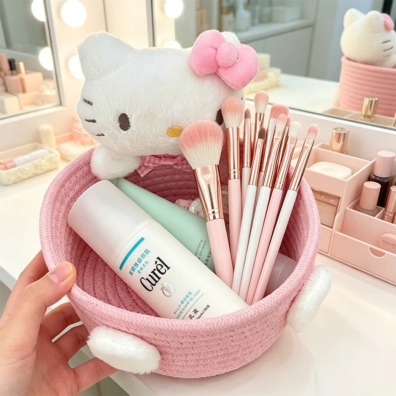 Image 3: Panier de rangement Hello Kitty, boîte de rangement pour cosmétiques et pinceaux de maquillage, boîte de rangement pour accessoires capillaires divers, décoration de chambre à coucher, cadeau