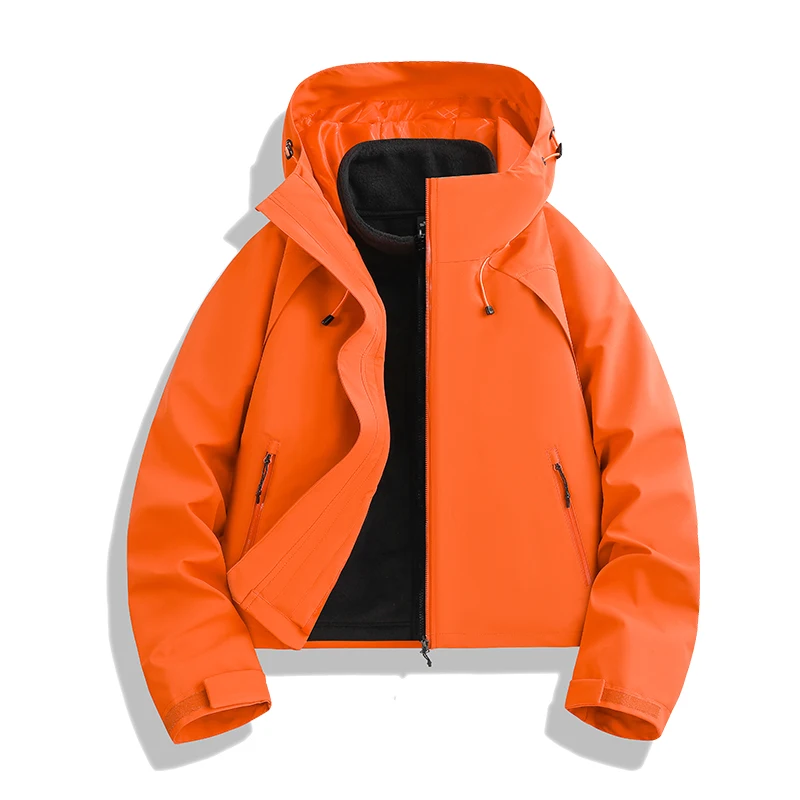 3 - في - 1 سترة نسائية قصيرة للخريف/الشتاء للاستخدام الخارجي مع بطانة من الصوف: سترة تخييم خارجية بسيطة ودافئة ومتعددة الاستخدامات مكونة من قطعتين